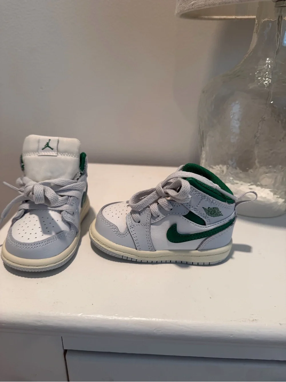 Nike Baby High-Top Sneakers in White and Green